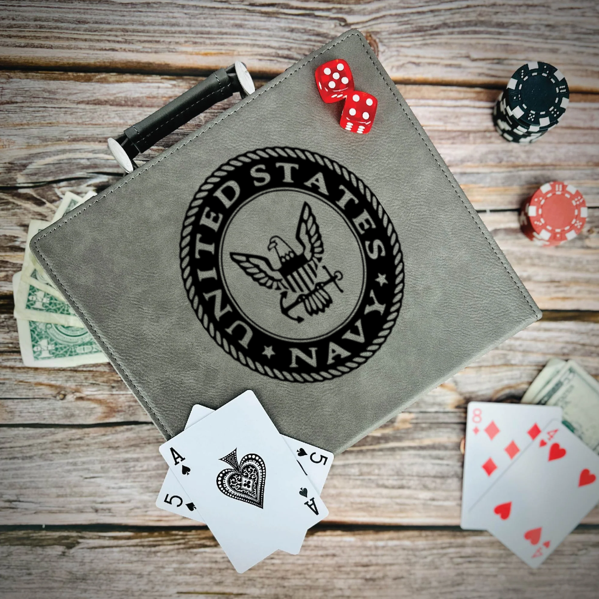United States Navy Badge Poker Gift Set