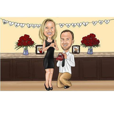 Bar - Engagement Proposal Caricature