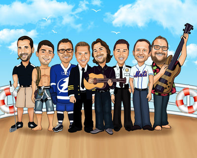 Bar - Groomsmen Group Caricature