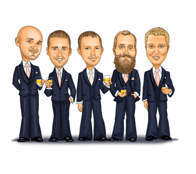 Bar - Groomsmen Group Caricature