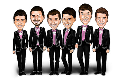 Bar - Groomsmen Group Caricature