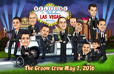 Bar - Groomsmen Group Caricature