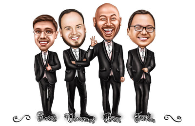 Bar - Groomsmen Group Caricature