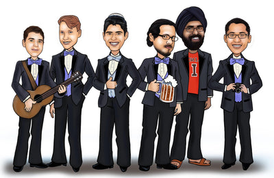 Bar - Groomsmen Group Caricature