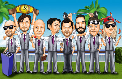 Bar - Groomsmen Group Caricature