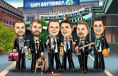 Bar - Groomsmen Group Caricature