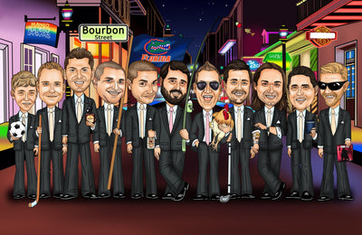 Bar - Groomsmen Group Caricature