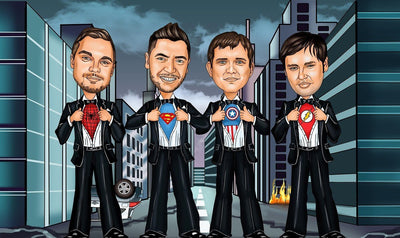 Bar - Groomsmen Group Caricature