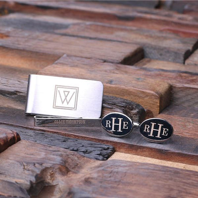 Personalized Tie Bar, Cufflinks, and Money Clip