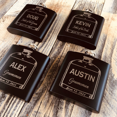 Personalized Black Groomsmen Flasks