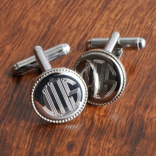 Wearables - Silver Round Beaded Cufflinks